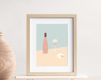 Artwork Print Wine and Cheese