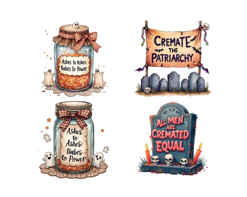All Men Are Cremated Equal PNG Clipart Bundle Witch, Feminist Ghost ...