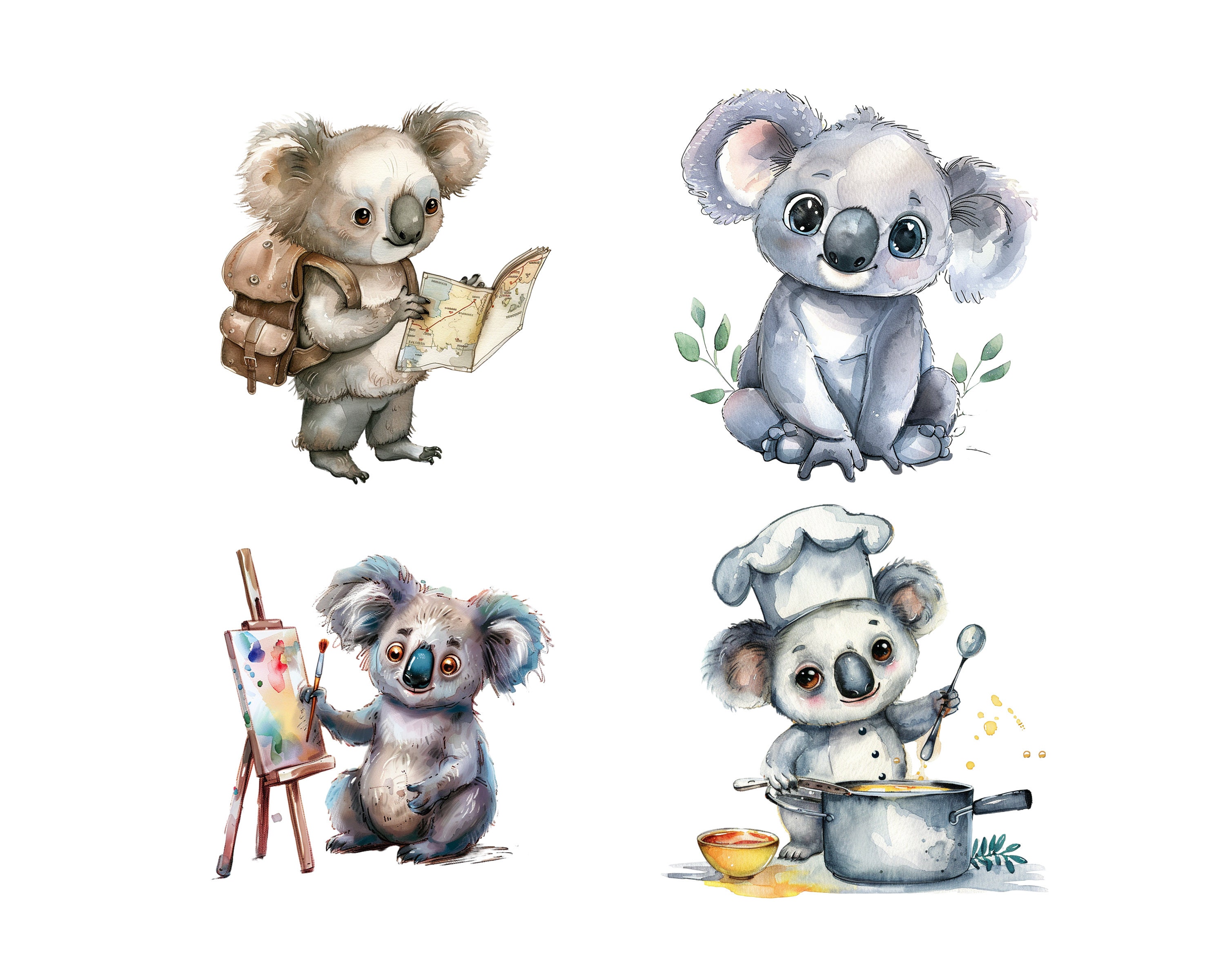 Watercolor Koala Clipart Bundle, Nursery Art (digital Download) - Etsy