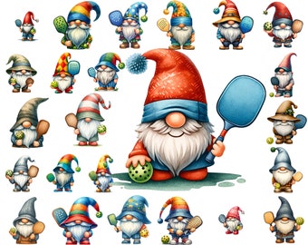 Pickleball Gnome PNG Clipart Bundle: Sport Designs (Digital Download)