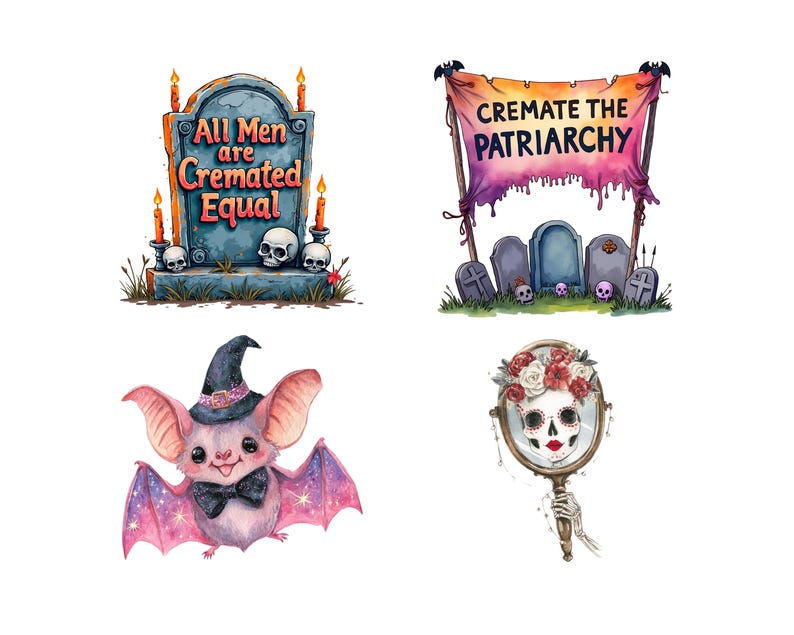 All Men Are Cremated Equal PNG Clipart Bundle Witch, Feminist Ghost ...