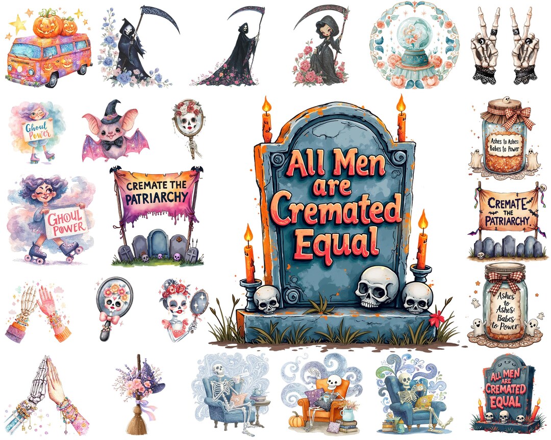 All Men Are Cremated Equal PNG Clipart Bundle Witch, Feminist Ghost ...