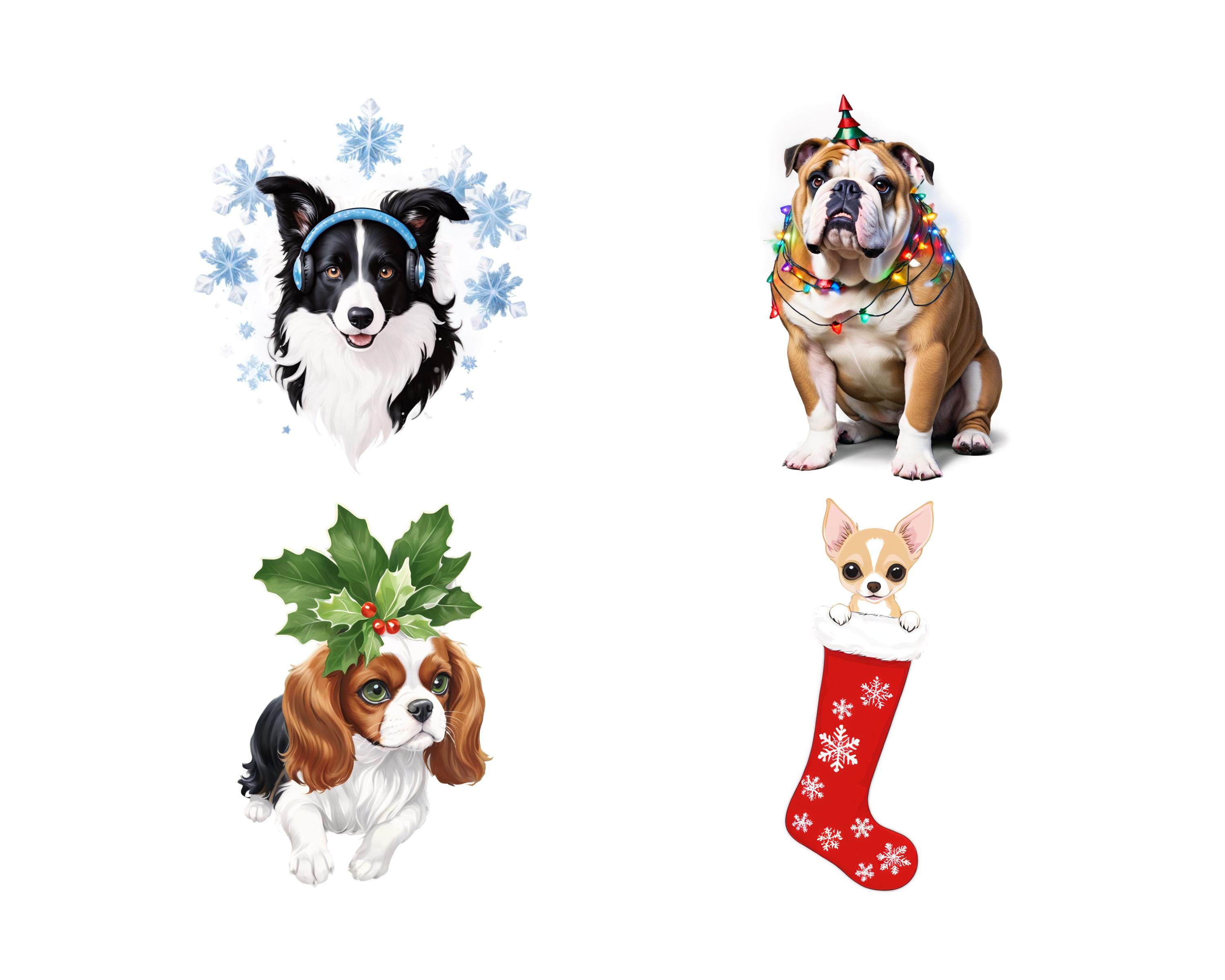Christmas Dogs PNG Clipart Bundle, Dog Breed Santa Decor, Instant ...