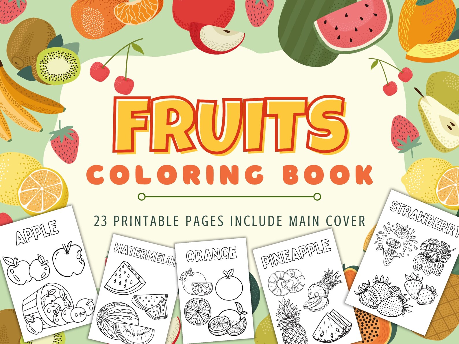 Fruits Coloring Book Pdf Printable,coloring Book,buku Mewarna, Buku ...