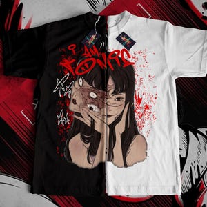 Horror anime t-shirt, Unisex Horror Manga Creepy Girl Tee, Dark Anime Gothic T-Shirt, Manga Gothic T-Shirt