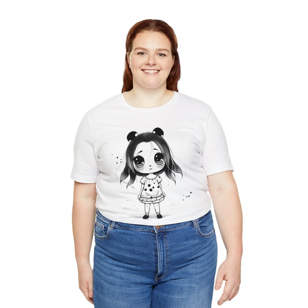 Panda girl T-shirt in black and white.