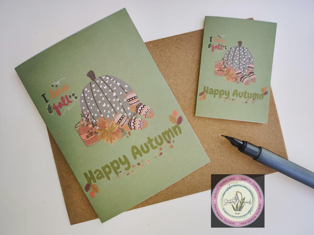 Fall Foldable Happy Autumn Foldable Card, Printable Greeting Card (digital Download ...