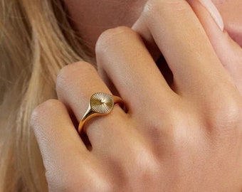 Signet Ring • Dainty Ring 14k Gold Plated • Unique Ring • Stainless Steel Ring • Signet Ring For Women