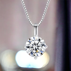 Moissanite Necklace • 1Ct Moissanite Stone Pendant • 925 Sterling Silver Moissanite Pendant Necklace • Pure Elegance