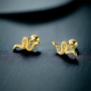 Gold Plated Sterling Silver Snake Stud Earrings