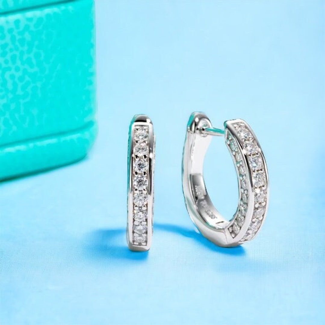 Moissanite 925 Sterling Silver Huggie Earrings main image 0