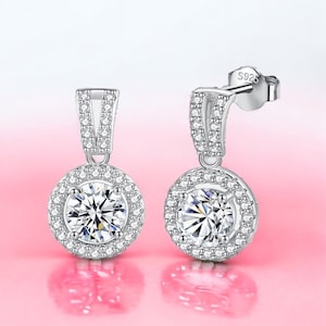 Pendientes de moissanita • Pendientes colgantes de moissanita en plata de ley 925 • Regalo perfecto para niñas