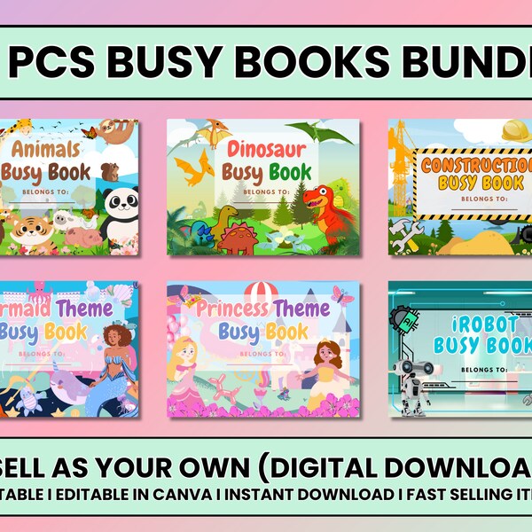 6 Pcs Artistic Busy Books Bundle for Kids I Printable and Instant Download I Busy Books I Busy Books for Kids I With Master Resell Rights