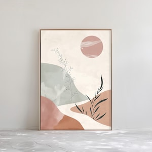 Pastel Landscape Japandi Wall Art - Abstract Wabi Sabi Print - Modern Japanese Decor | PRINTABLE Digital Download