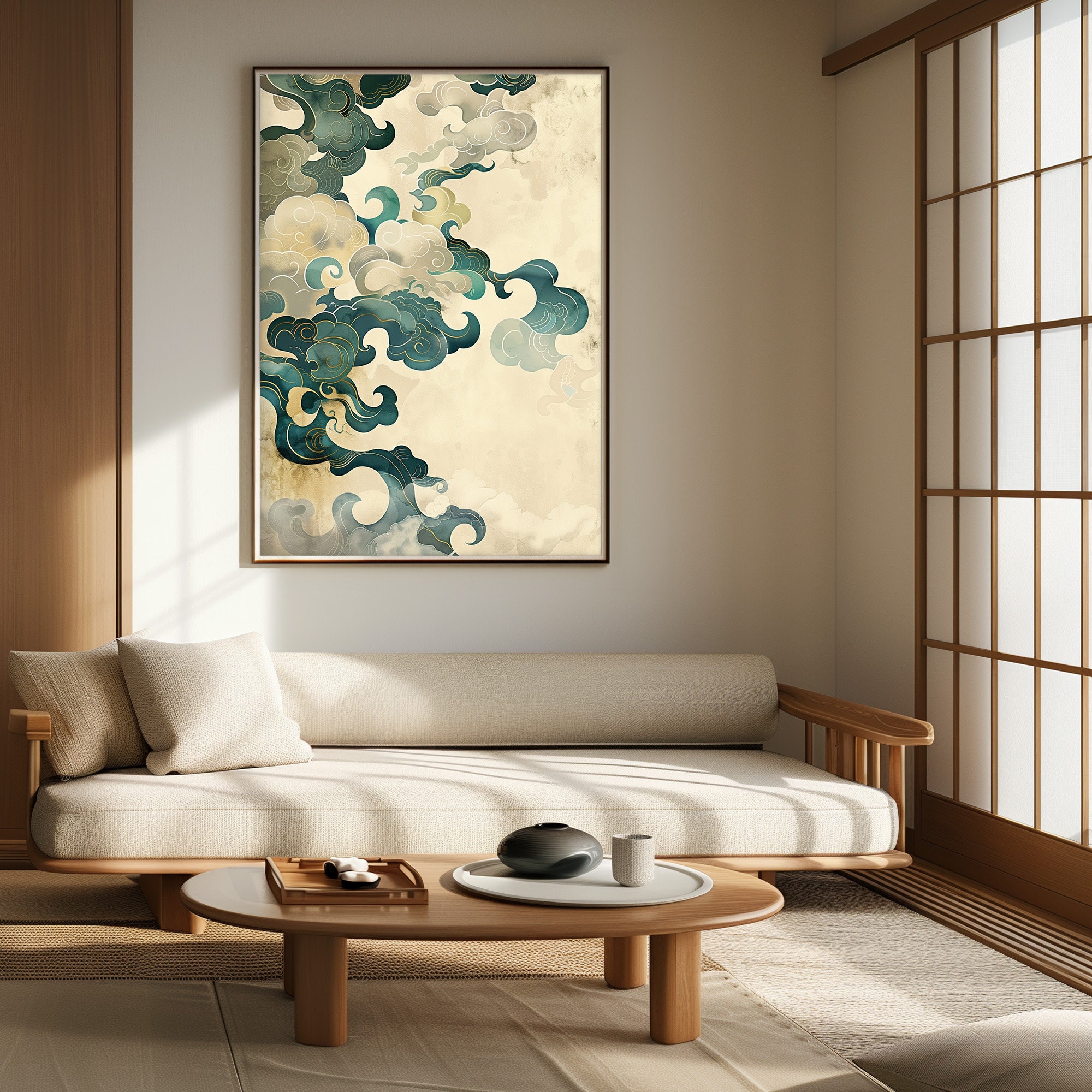 Vintage Cloud Japandi Wall Art Print Mist Wabi Sabi Print Modern ...