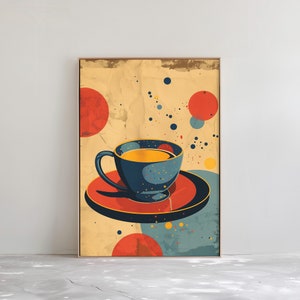 Retro Coffee Wall Art - 70s Style Minimalistic Painting for Vintage Design Lovers - Home or Café Decor | PRINTABLE Digital Download