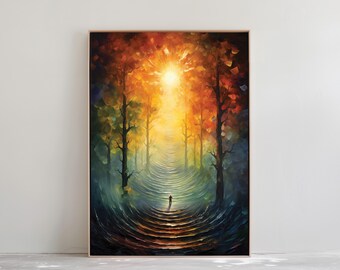 Path to Abundance Wall Art - Meditative State Oil Painting: Colorful Manifestation and Chakra Decor | PRINTABLE Digital Download