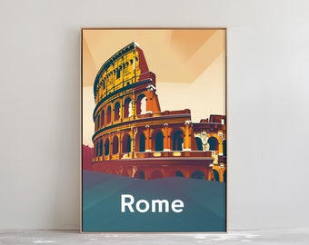 Rom Travel Poster - Colorful Rom Wall Art - Europe Travel Poster - Italy Print | Printable Digital Download