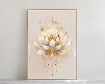 Watercolor Lotus Flower Wall Art - Mindfulness & Meditation Poster - Spiritual Energy Art Print | PRINTABLE Digital Download