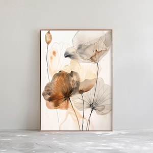 Floral Japandi Wall Art Print - Abstract Wabi Sabi Print - Modern Japanese Decor | PRINTABLE Digital Download