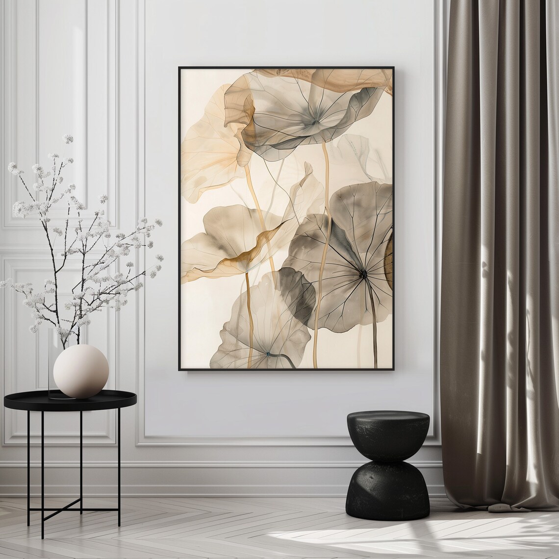 Floral Japandi Wall Art Print - Abstract Wabi Sabi Print - Modern ...
