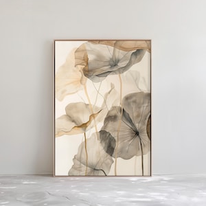 Floral Japandi Wall Art Print - Abstract Wabi Sabi Print - Modern Japanese Decor | PRINTABLE Digital Download