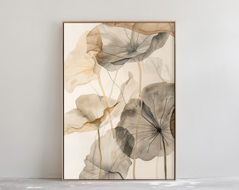 Floral Japandi Art Print - Abstract Wabi Sabi Style (Digital Download)