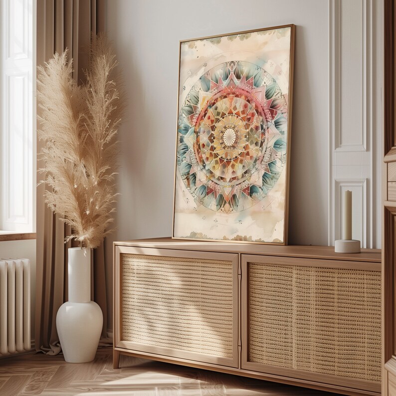 Mandala Wall Art - Sacred Geometry Print | Colorful Manifestation Decor ...