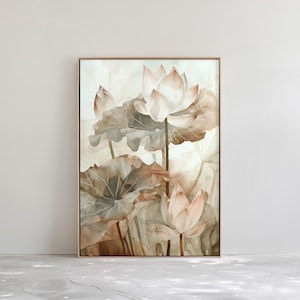 Floral Japandi Wall Art Print - Abstract Wabi Sabi Print - Modern Japanese Decor | PRINTABLE Digital Download