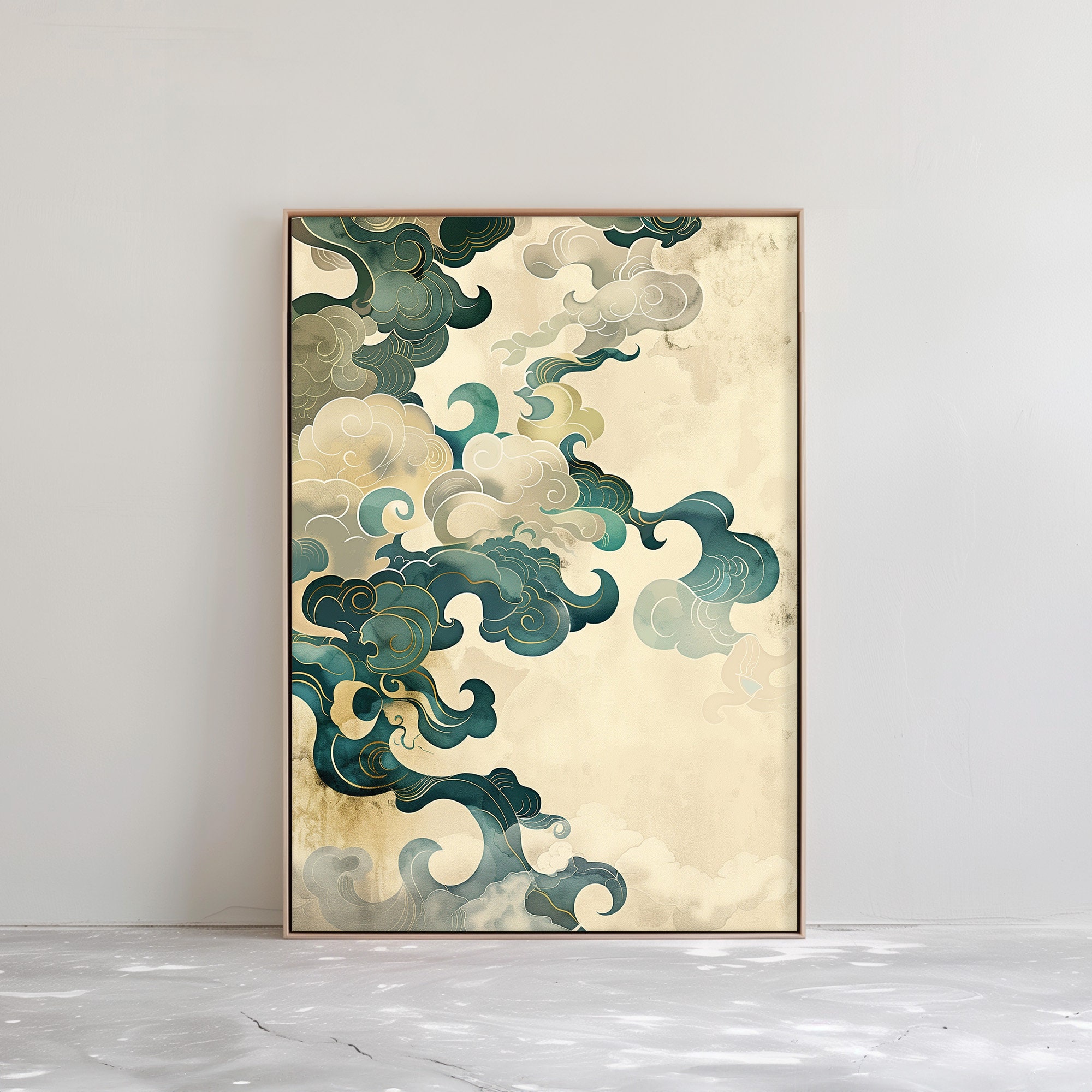Vintage Cloud Japandi Wall Art Print Mist Wabi Sabi Print Modern ...
