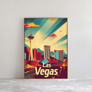 Las Vegas Travel Poster - Colorful Las Vegas Wall Art - USA Travel Poster - United States City Print | Printable Digital Download