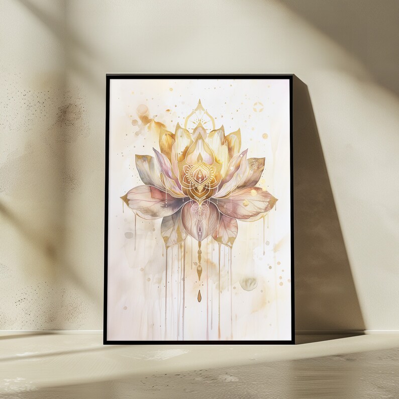 Watercolor Lotus Flower Wall Art - Mindfulness & Meditation Poster ...
