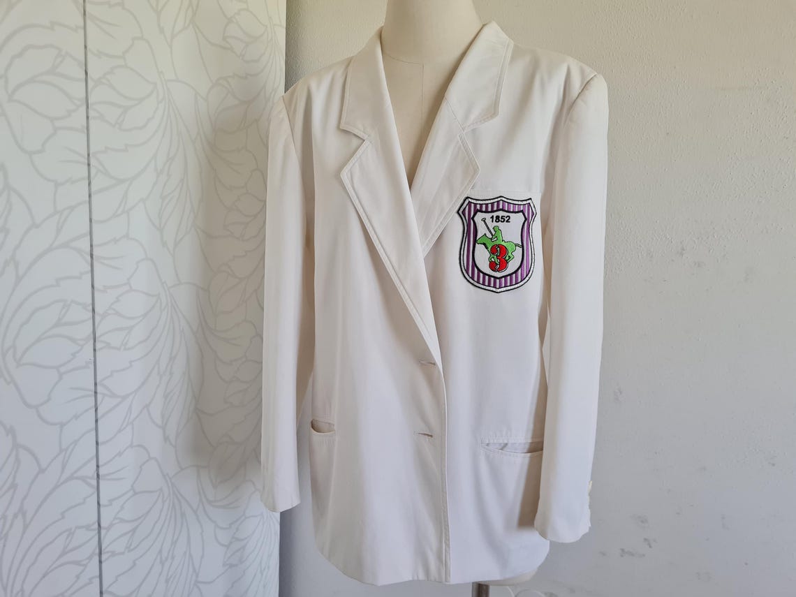 Weißes Vintageblazer 80er Jahre oversize baumwolle, foto 1 di 5