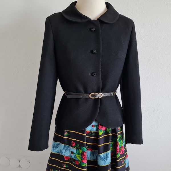 Schwarze Vintagejacke 60er tailliert