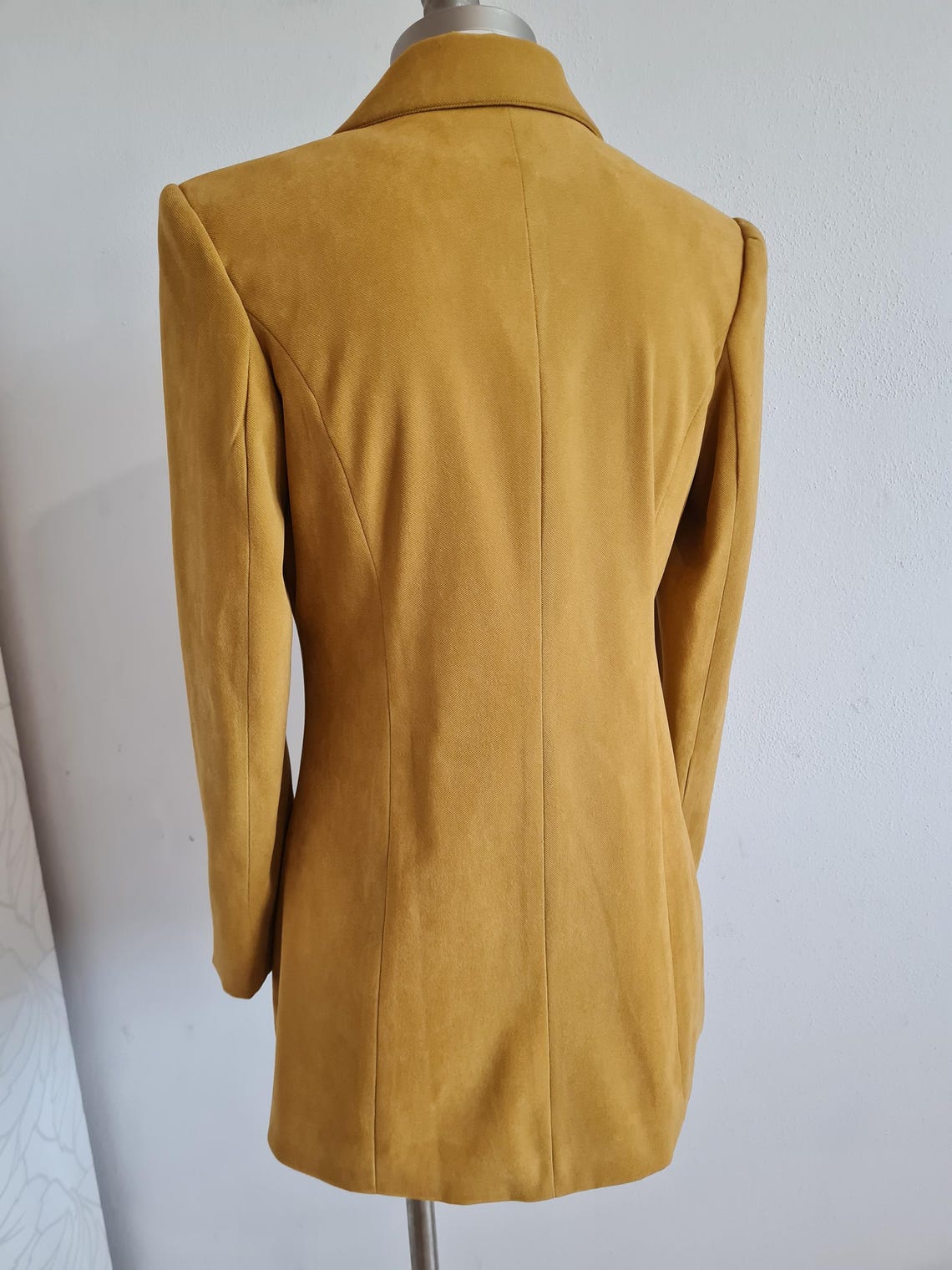 Senffarbener Vintageblazer 90er zweireihig, foto 2 de 5