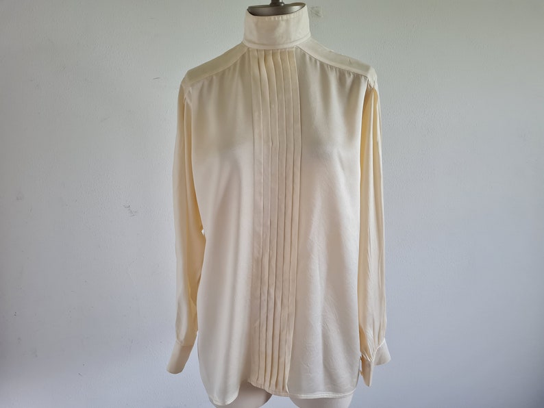 ESCADA zijden blouse crèmekleurig jaren 80 afbeelding 4