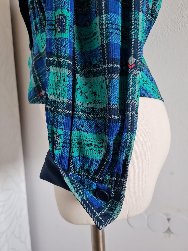 pret a porter jacket SILK designer jacket checked blue/green high quality image 5