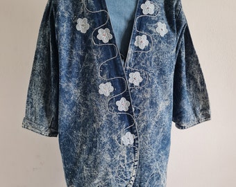 Vintage Jeansjacke Applikationen 80er