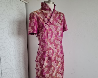 Abito Cheongsam vintage taglia 42, alta qualità, floreale asiatico