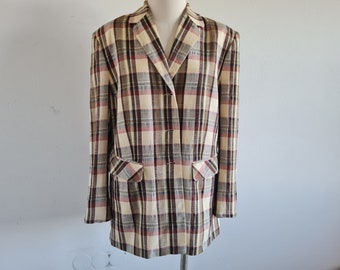 Giacca blazer vintage a quadri anni '80