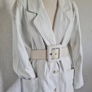 Veste en cuir blanc blazer années 80 oversize taille 40 veste de luxe