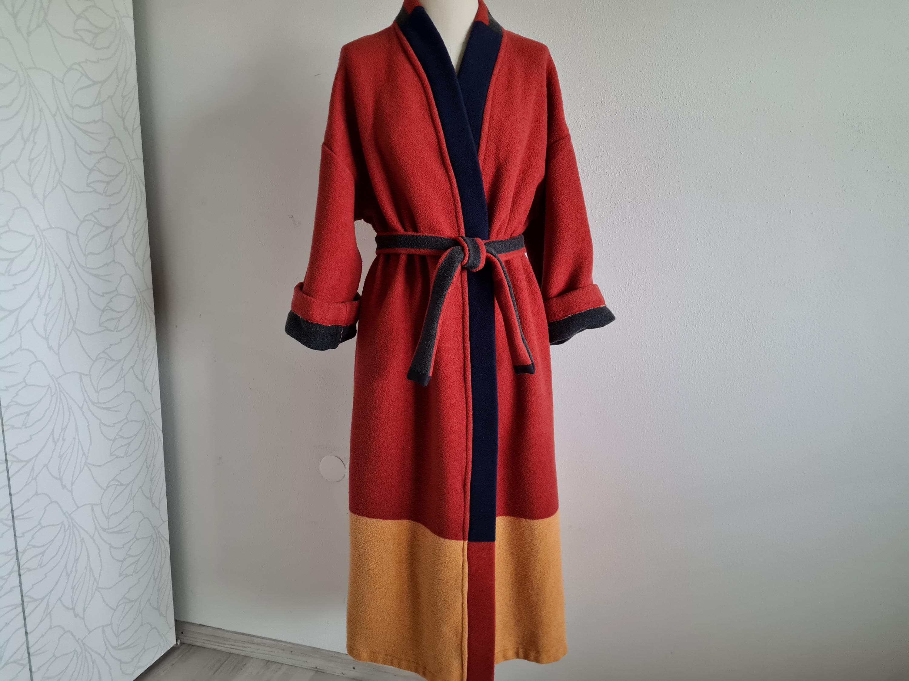 Vintage Übergangsmantel color blocking Frühlingsmantel