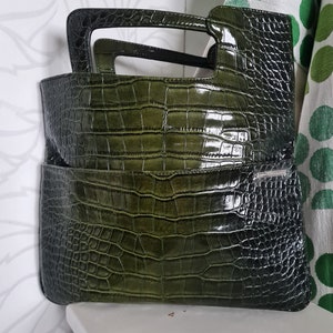 Benetton vintage bag patent leather bag green