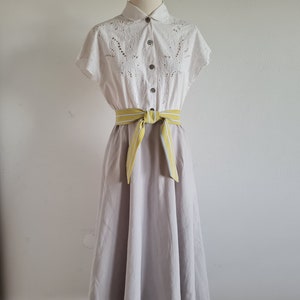 Vintage dress cotton linen embroidered