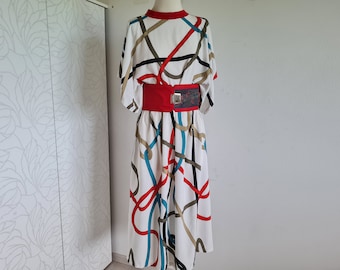 80s vintage dress oversize patterned summer dress flowing dress