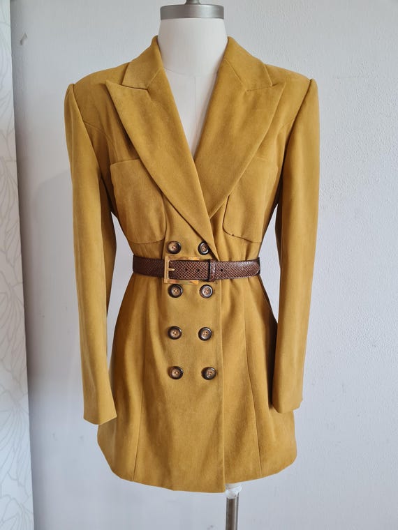 Senffarbener Vintageblazer 90er zweireihig