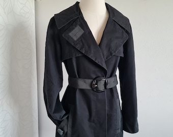 Escada Vintage Trench Coat Black Size 36-38 Black Designer Coat