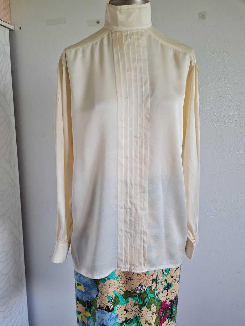 ESCADA zijden blouse crèmekleurig jaren 80 afbeelding 8