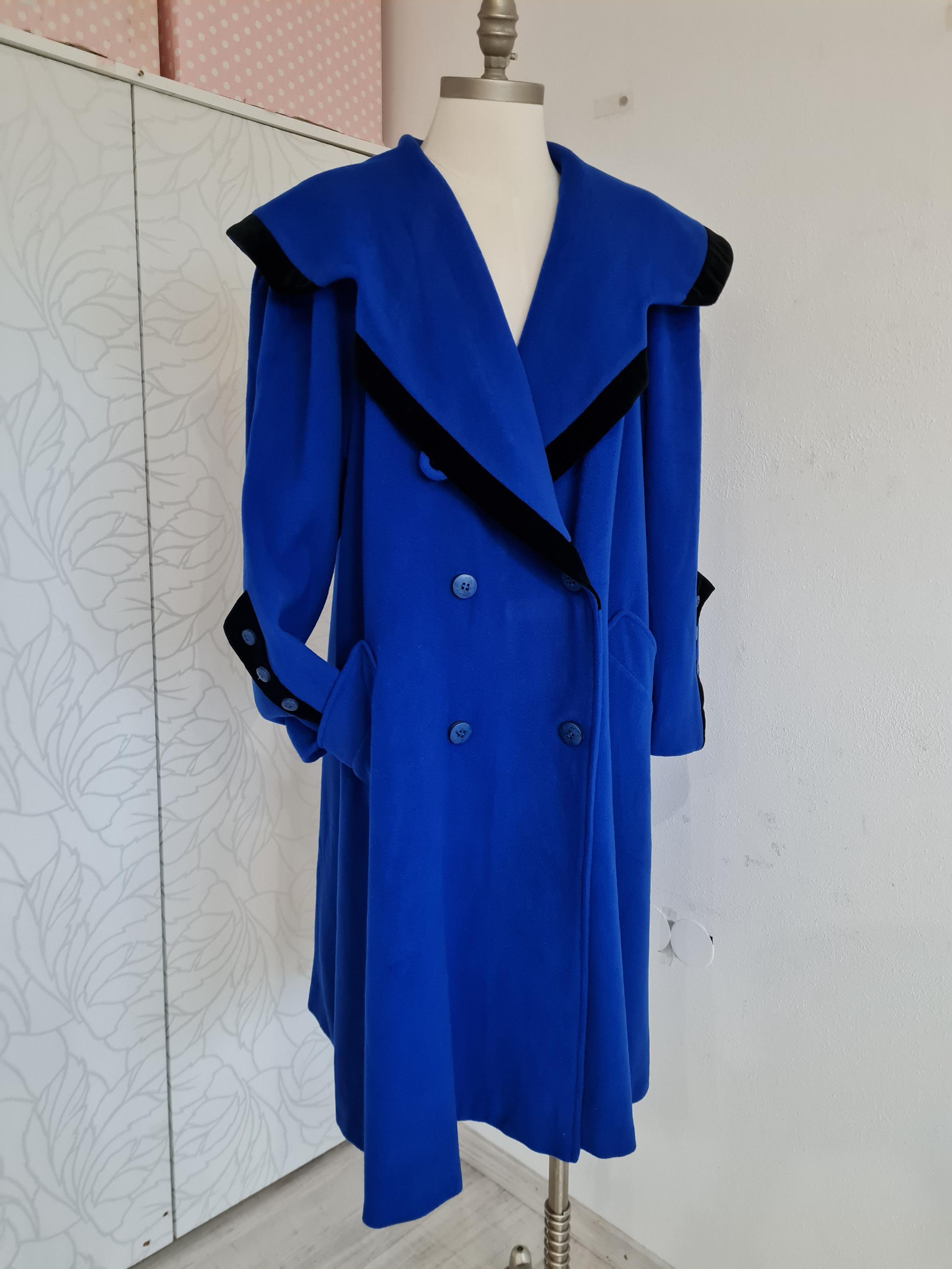 80s Vintage Wool Coat Winter Blue Retro - Etsy