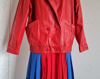 80er Lederjacke Vintage oversize schulterpolster